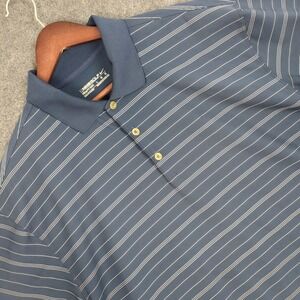 Nike Golf Dri Fit Polo Shirt Mens Large Blue Stripe Short Sleeve‎ Athletic